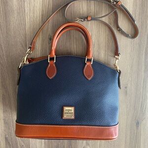 Dooney & Bourke Blue and Brown Satchel